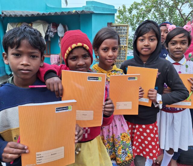 Children receive study materials to kickstart learning